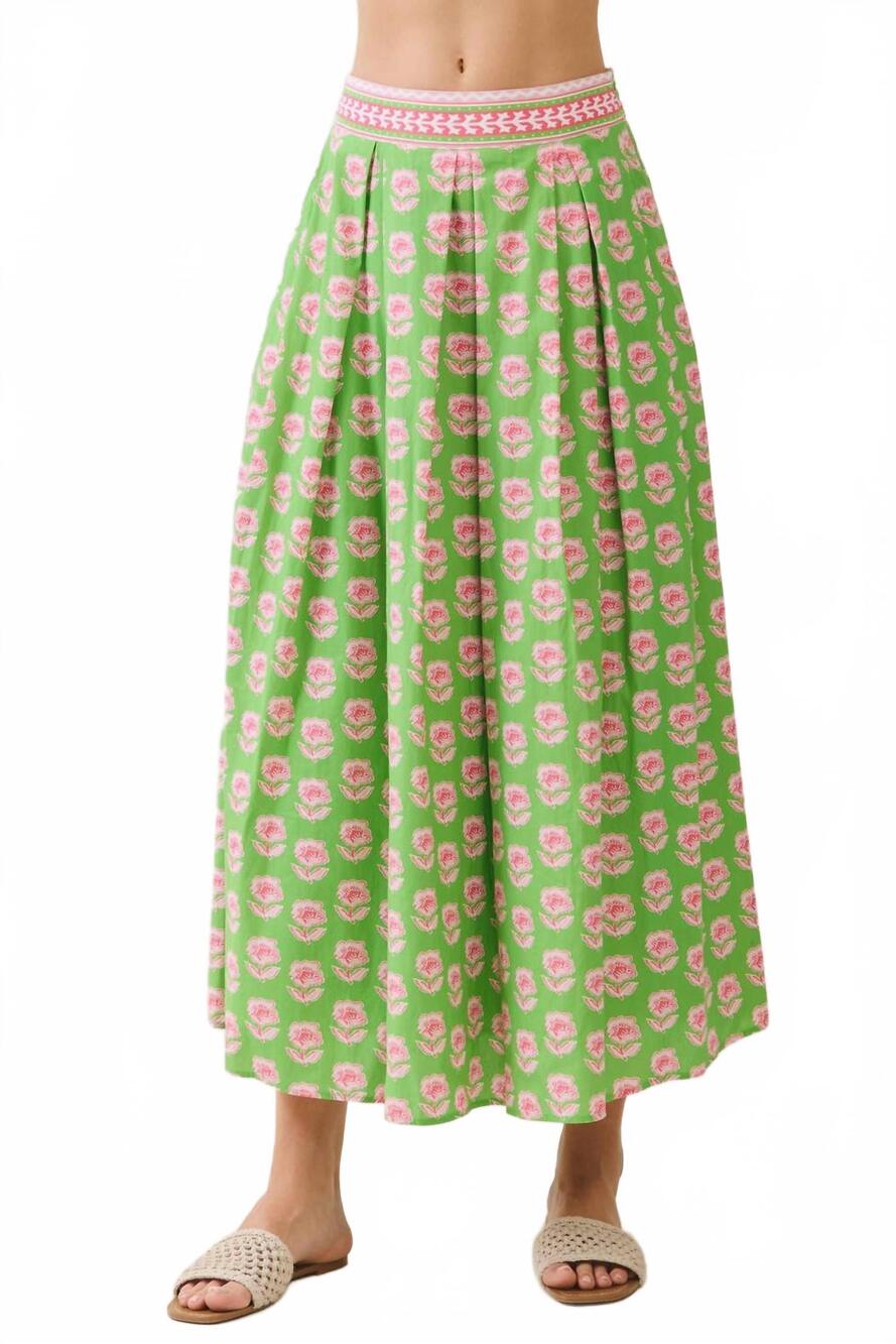 NEW TCEC floral print midi skirt in green